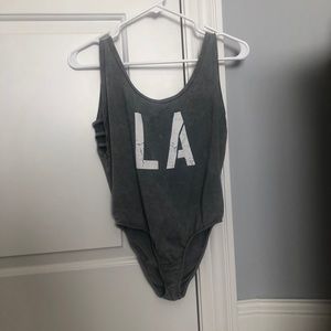 LA Hearts Stonewashed Gray LA Bodysuit